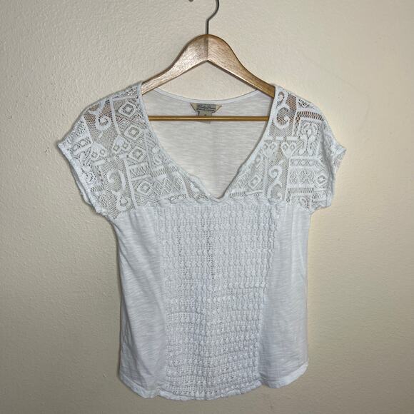 Lucky Brand Tops - Lucky Brand White Crochet Cotton Top Medium
